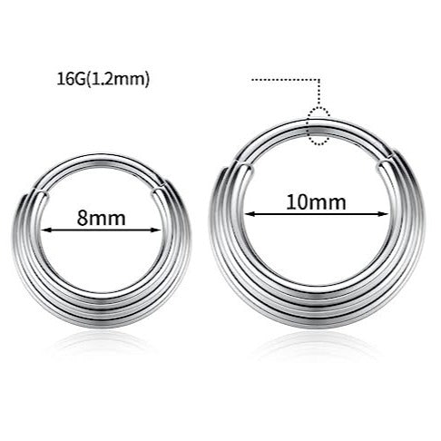 G23 Titanium Triple Layered Stack Hoop Hinged Clicker