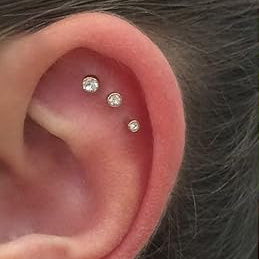 G23 Gold PVD Titanium Internally Threaded Flat CZ Tragus Labret