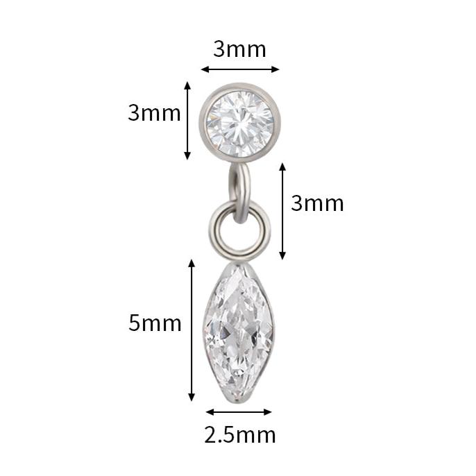 G23 Titanium Internally Threaded Marquise Dangle CZ Top