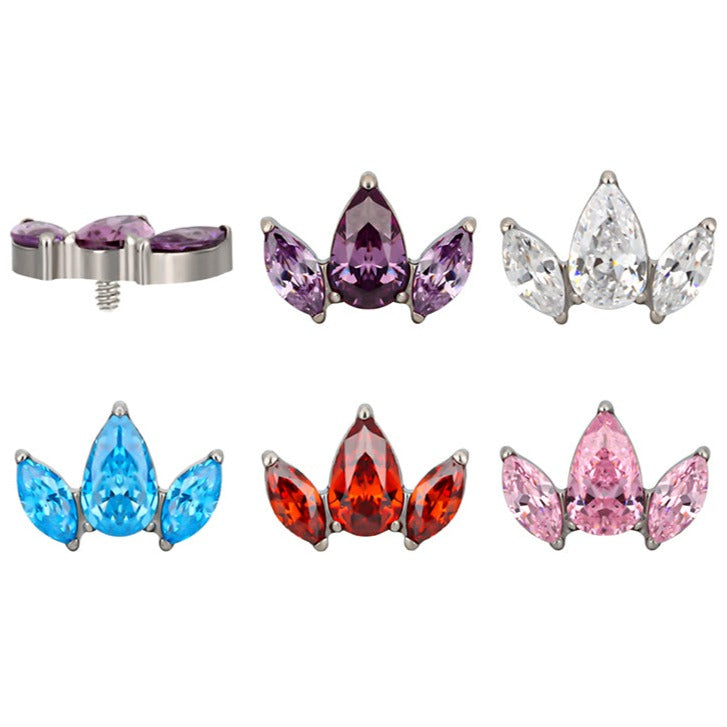 G23 Titanium Internally Threaded Pear Marquise CZ Top