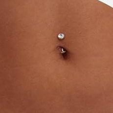 Internally Threaded Steel CZ Floating Belly Ring