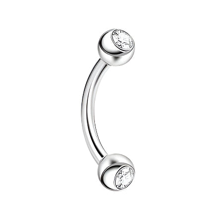 16G Double Gem Curved Barbell