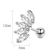 Steel Prong Set 5 Marquise CZ Cluster Ear Tragus Barbell