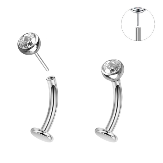 Steel Threadless Push In CZ Floating Belly Ring