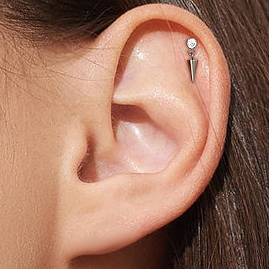 G23 Titanium Threadless Push In CZ Dangle Cone Labret