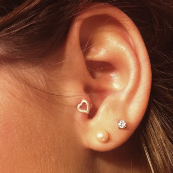 Steel Internally Threaded Hollow Heart Labret Tragus