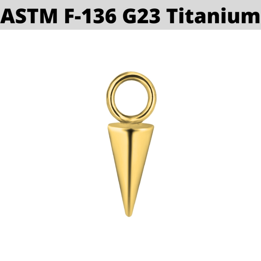 G23 Gold PVD Titanium Spike Cone Dangle Charm