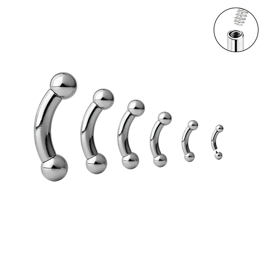 Steel Big Gauge Internally Threaded Curved Barbell 12G & Up