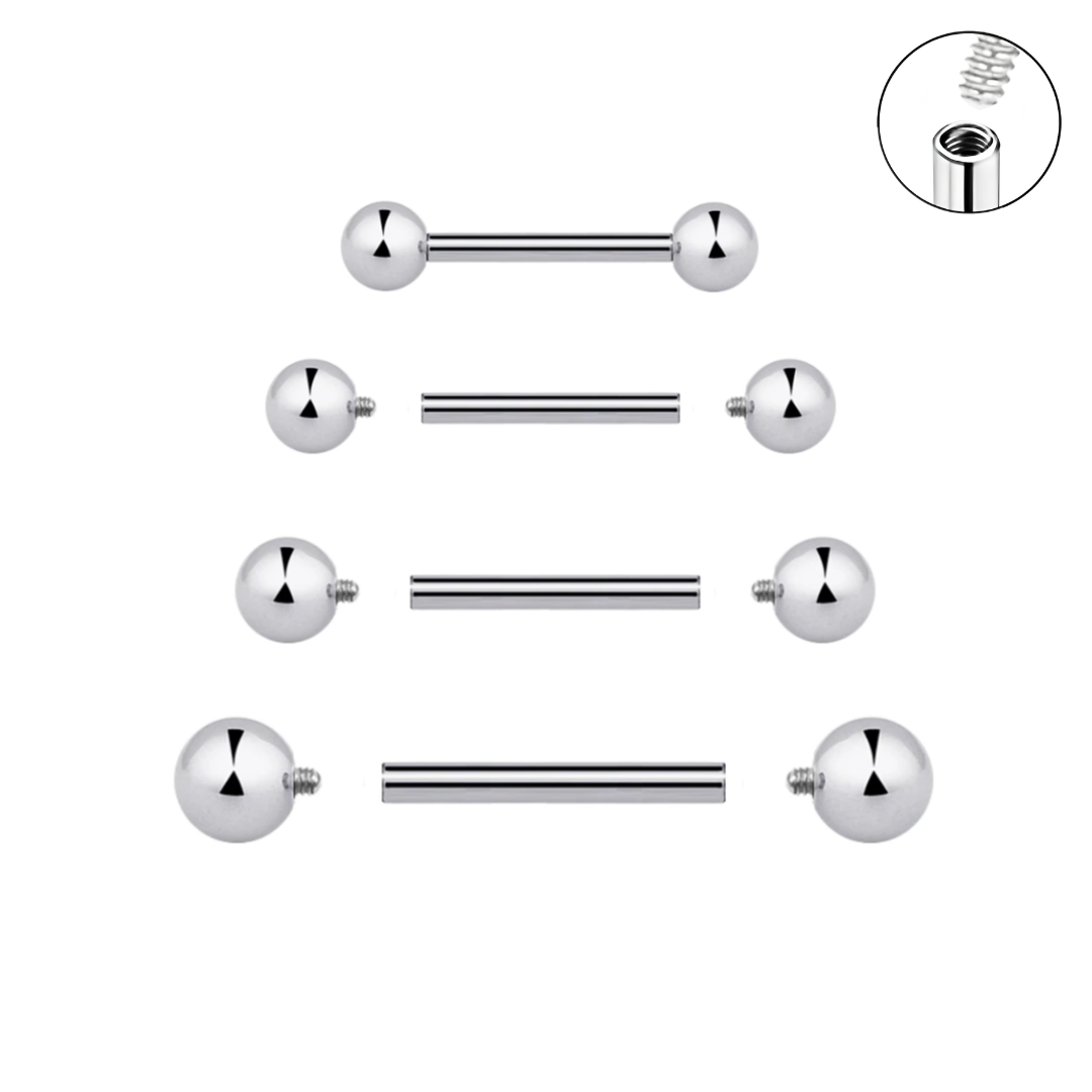 14G Internally Threaded Steel Barbell
