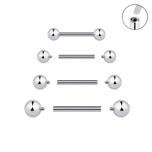 14G Internally Threaded Steel Barbell