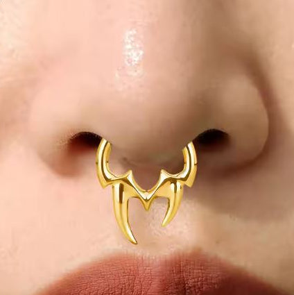 G23 Gold PVD Titanium Tribal Fangs Hinged Clicker