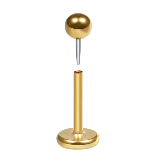 G23 Gold PVD Titanium Threadless Push In Ball Labret