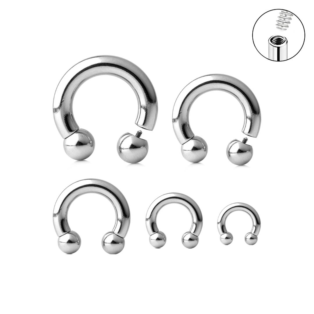 Steel Heavy Gauge Internally Threaded Ball Horseshoe 12G & Up