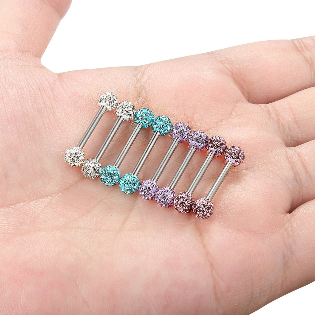 Double Ferido CZ Ball Nipple Barbell