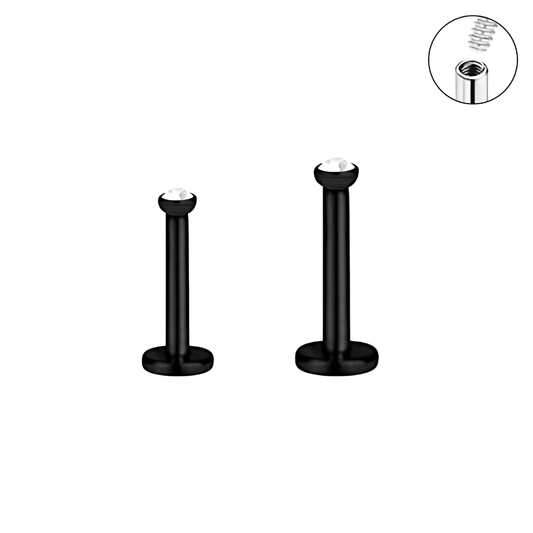 Ion Plated Internally Threaded Flat CZ Labret