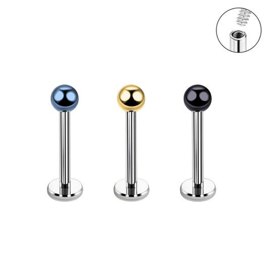 16G Internally Threaded 2mm Top Ion Plated Ball Labret