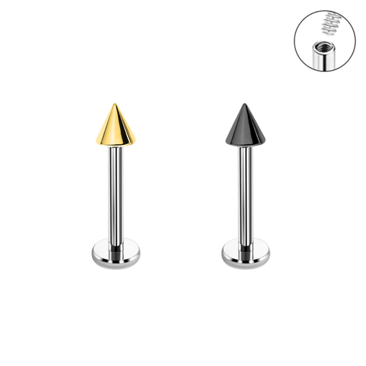16G Internally Threaded 2mm Top Spike Ion Plated Labret