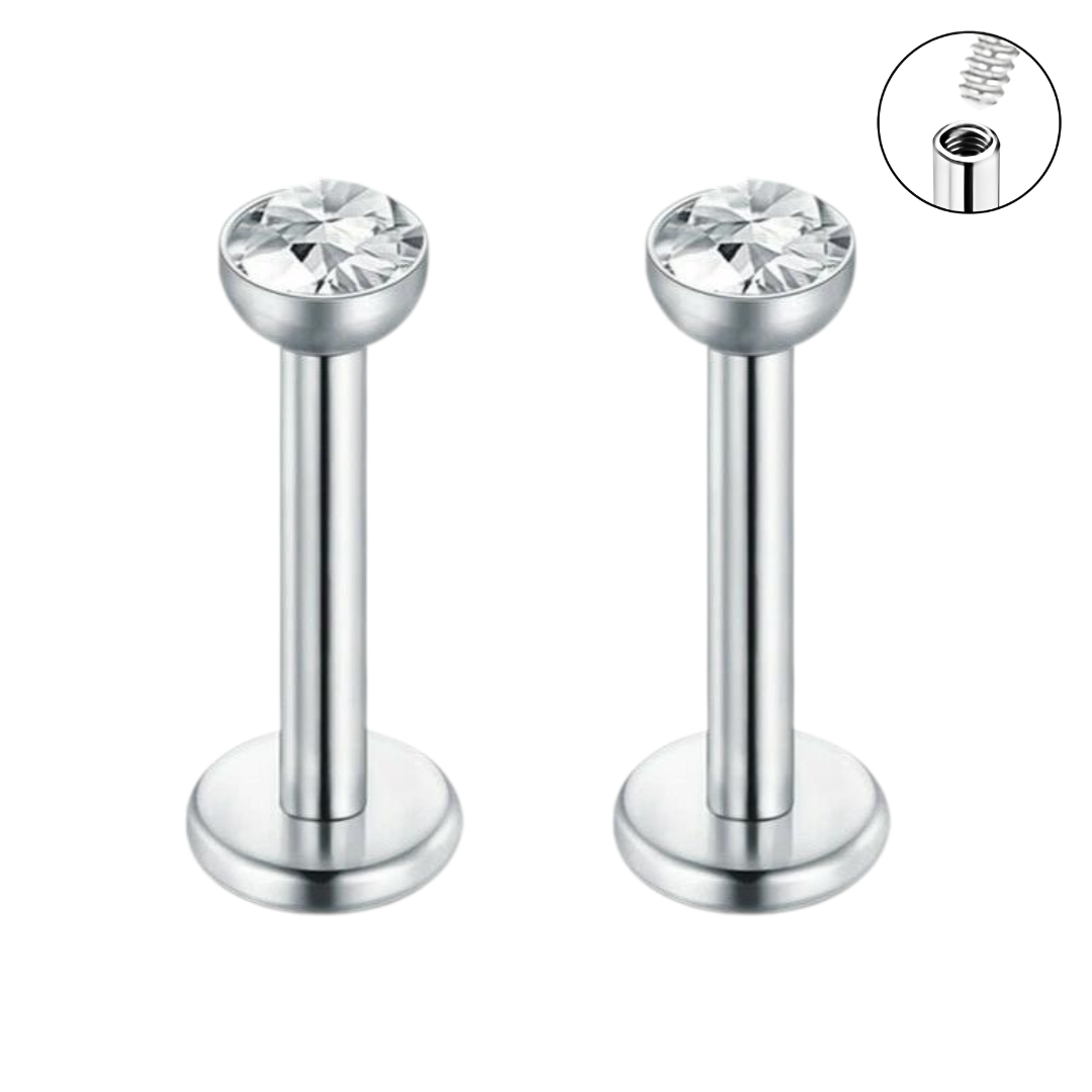 Internally Threaded 3mm Flat CZ Gem Labret