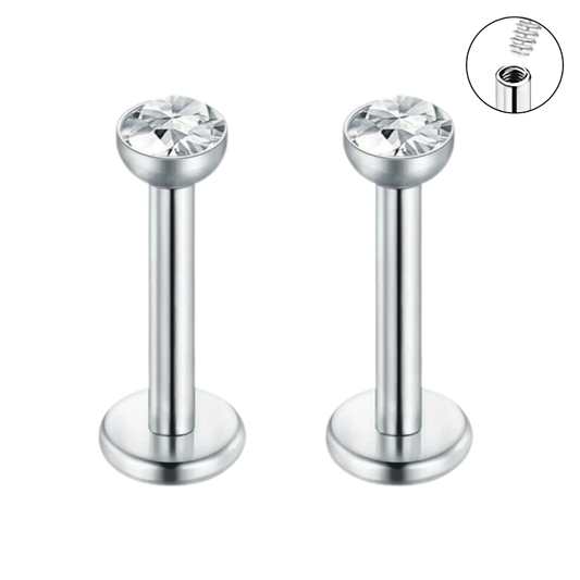 Internally Threaded 3mm Flat CZ Gem Labret