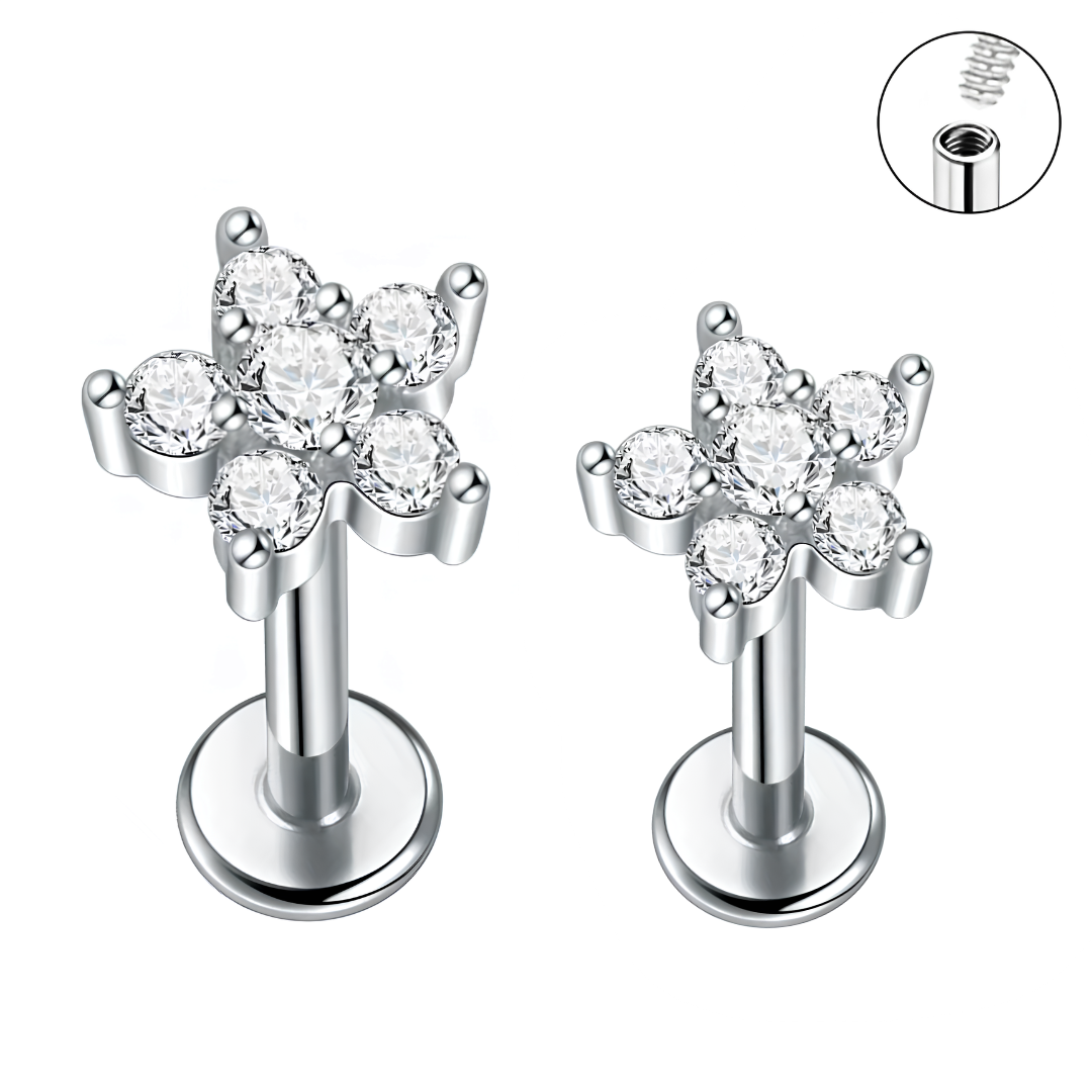 Internally Threaded Steel 5 Petal Flower Tragus Labret