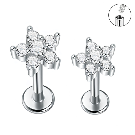Internally Threaded Steel 5 Petal Flower Tragus Labret