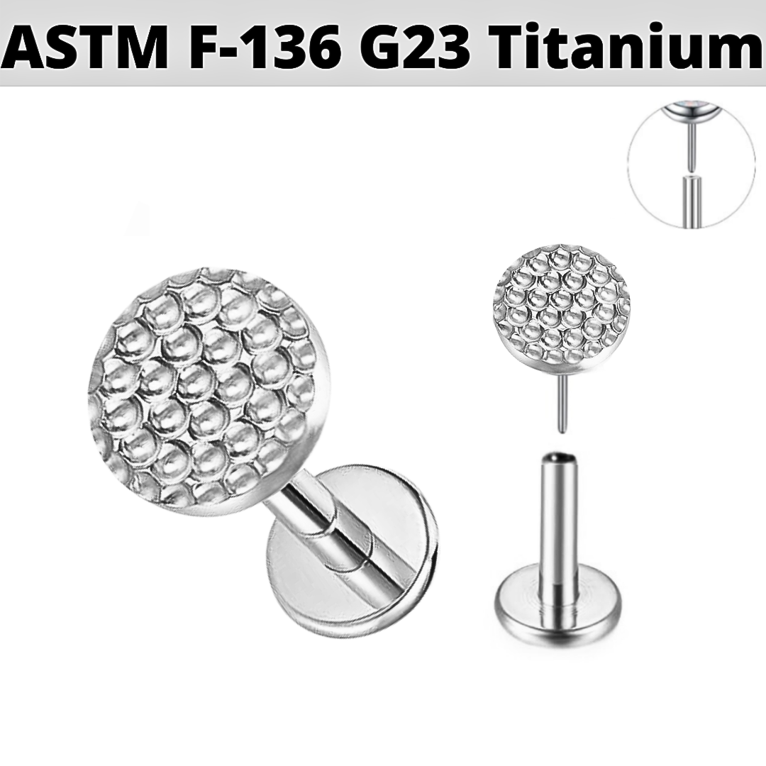 G23 Titanium Threadless Push In Hammered Circle Disc Labret
