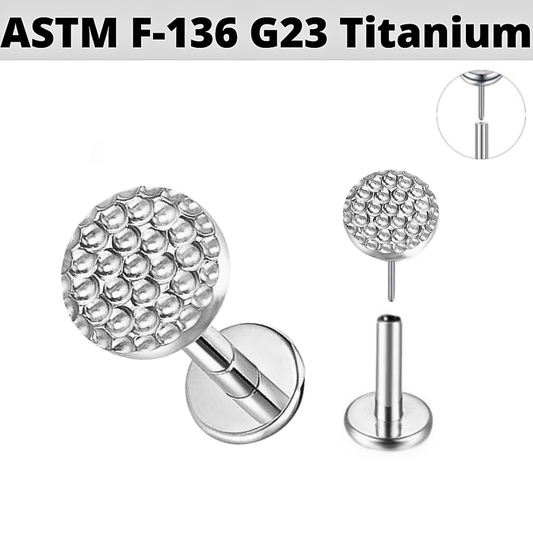 G23 Titanium Threadless Push In Hammered Circle Disc Labret