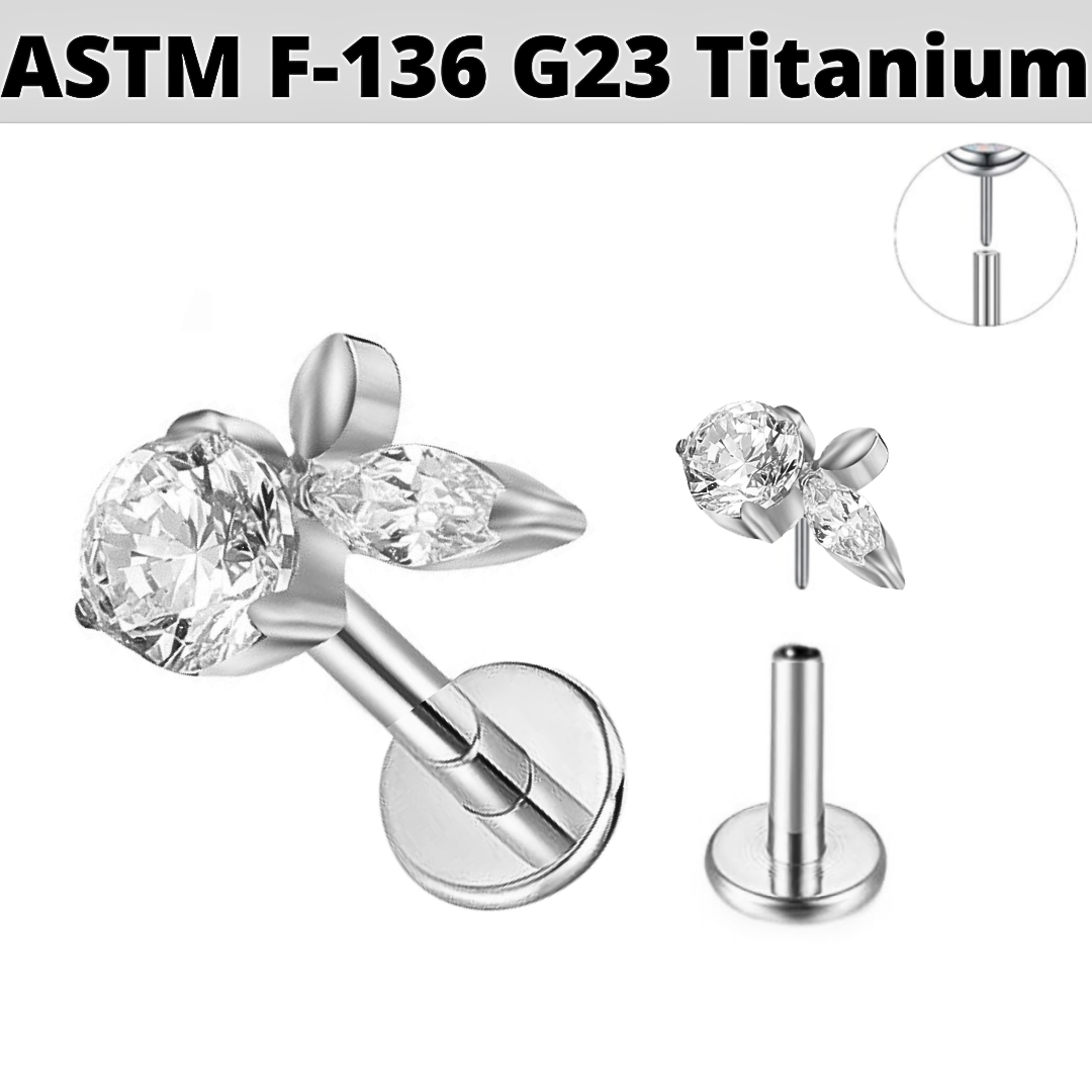G23 Titanium Threadless Push In CZ Apple Labret