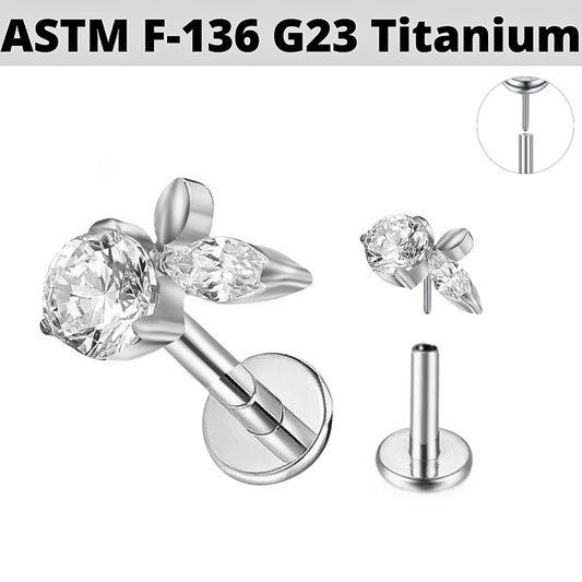 G23 Titanium Threadless Push In CZ Apple Labret