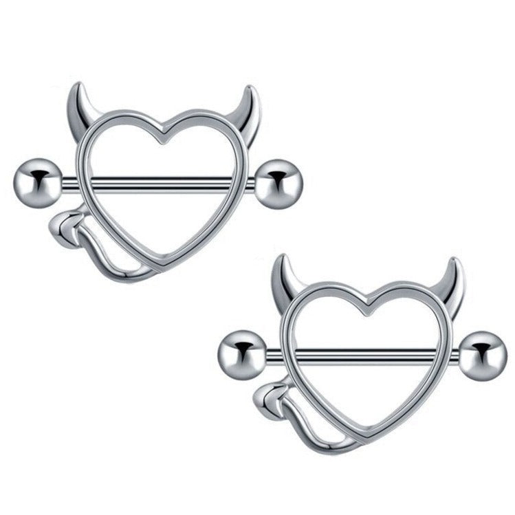 Devil Horn Heart Steel Nipple Shield