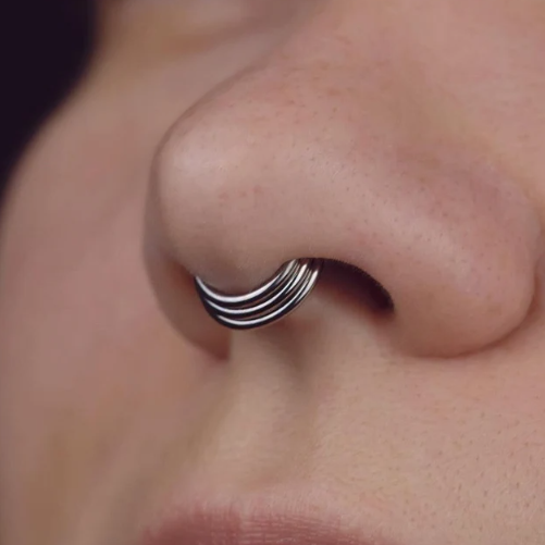 G23 Titanium Triple Layered Stack Hoop Hinged Clicker