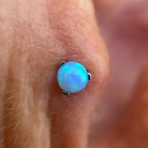 G23 Titanium Internally Threaded Claw Set Opal Ball Labret