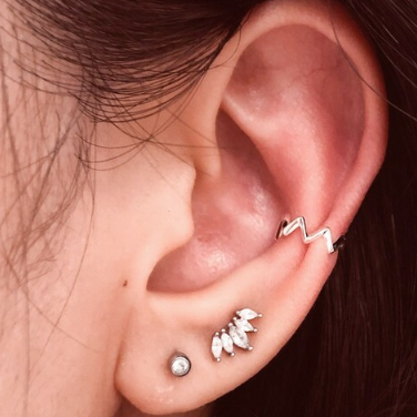 Steel Prong Set 5 Marquise CZ Cluster Ear Tragus Barbell