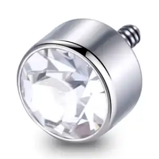 Thick Bezel Set Flat CZ Gem Steel Internally Threaded Top
