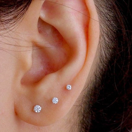Gold Ion Plated 4 Prong Set CZ Tragus Barbell
