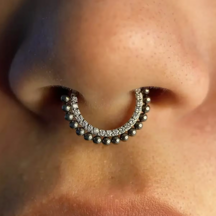 G23 Titanium Paved CZ Beads Hinged Segment Clicker