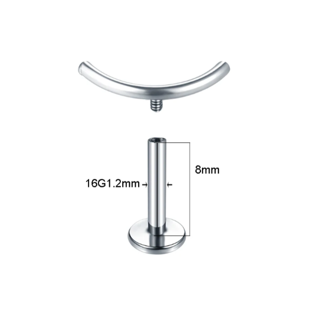 G23 Titanium Internally Threaded Smile Curved Bar Labret
