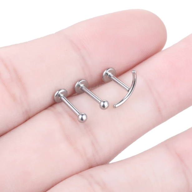 G23 Titanium Internally Threaded Smile Face Labret Set