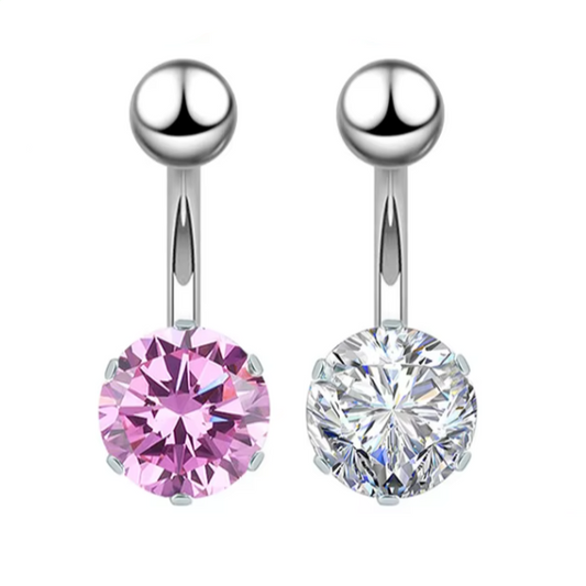 Prong Set Round Single Gem Belly Ring