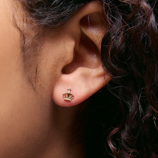 Gold Ion Plated Top Steel Threadless Push In Crown Labret