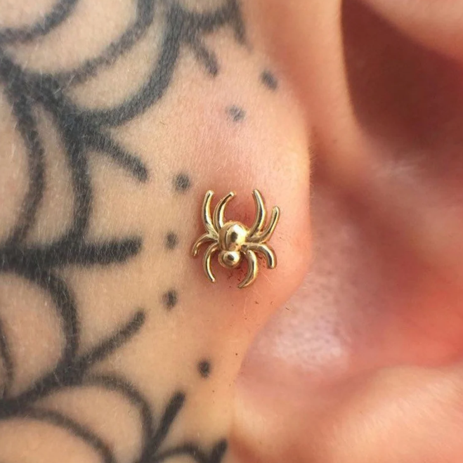 Gold Ion Plated Steel Threadless Push In Spider Top Labret