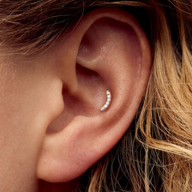 G23 Gold PVD Titanium Internally Threaded Bezel Set 7 CZ Cluster Labret