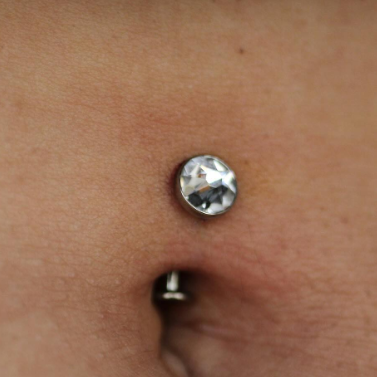 Internally Threaded Steel CZ Floating Belly Ring