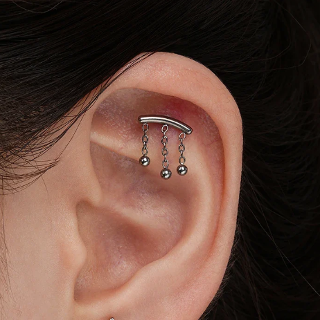 Steel Internally Threaded Hanging Balls Chain Labret