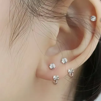 Prong Set Internally Threaded Double Gem Horseshoe