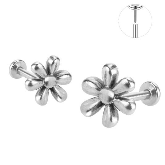 Steel Threadless Push In 6 Petals Flower Tragus Labret