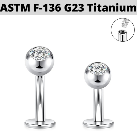 G23 Titanium Internally Threaded CZ Floating Belly Ring