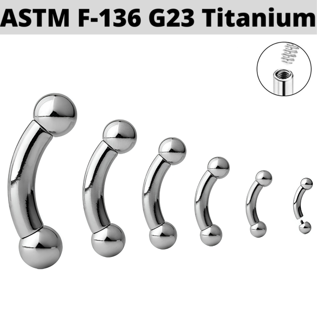 G23 Internally Threaded Heavy Gauges Titanium Ball Curved Barbell