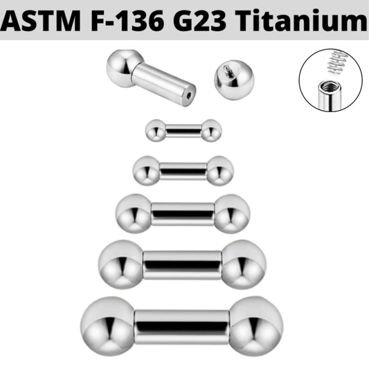 G23 Internally Threaded Heavy Gauges Titanium Barbell
