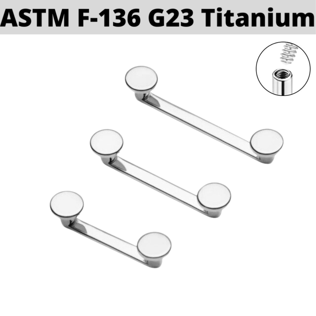 G23 Internally Threaded Titanium Staple Flat Surface Barbell Flat Disc